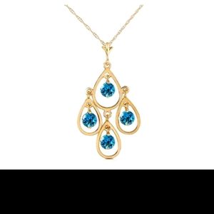 14kt Solid Gold Necklace With 1.2CTW Blue Topaz
